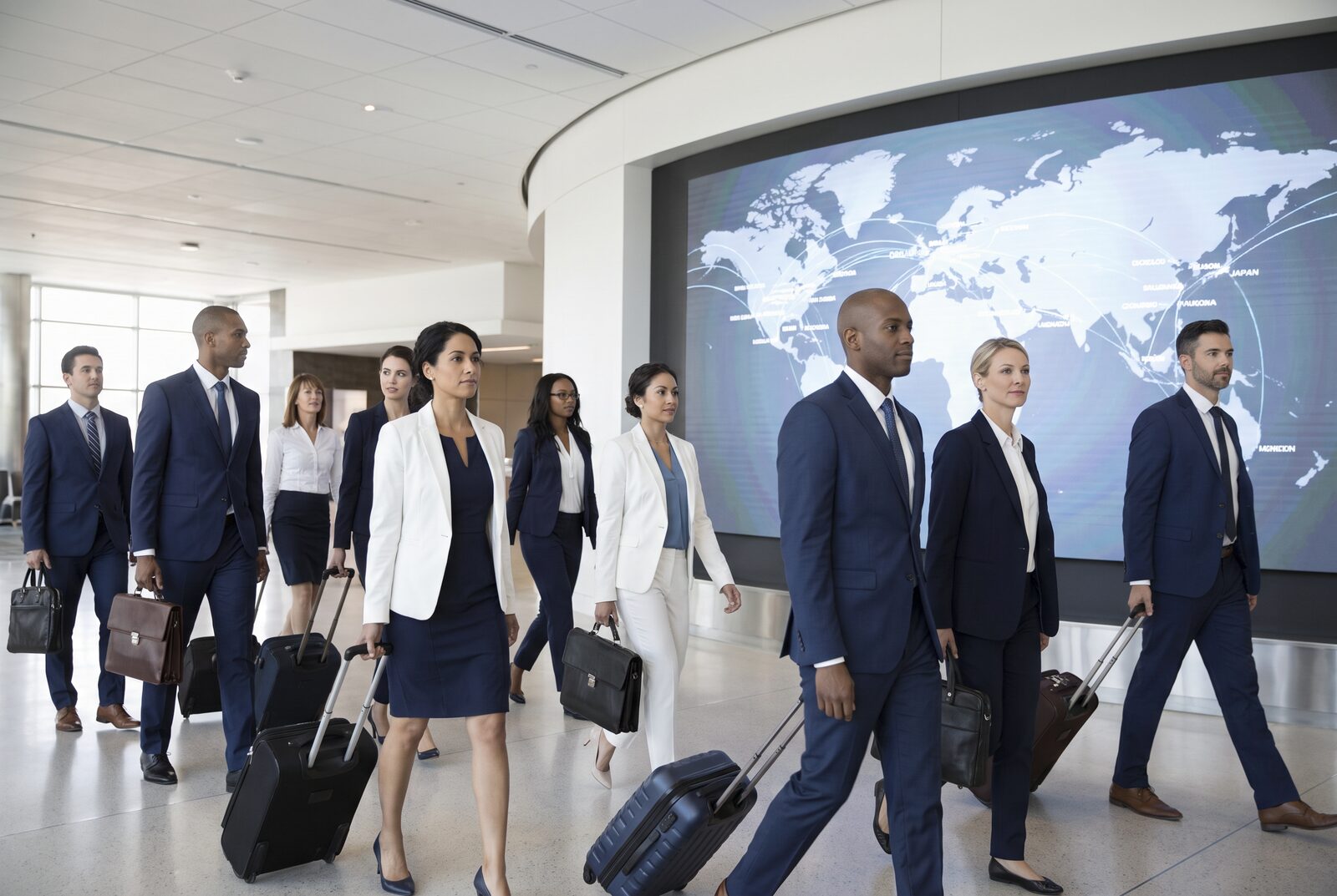Delegación empresarial internacional en tránsito corporativo