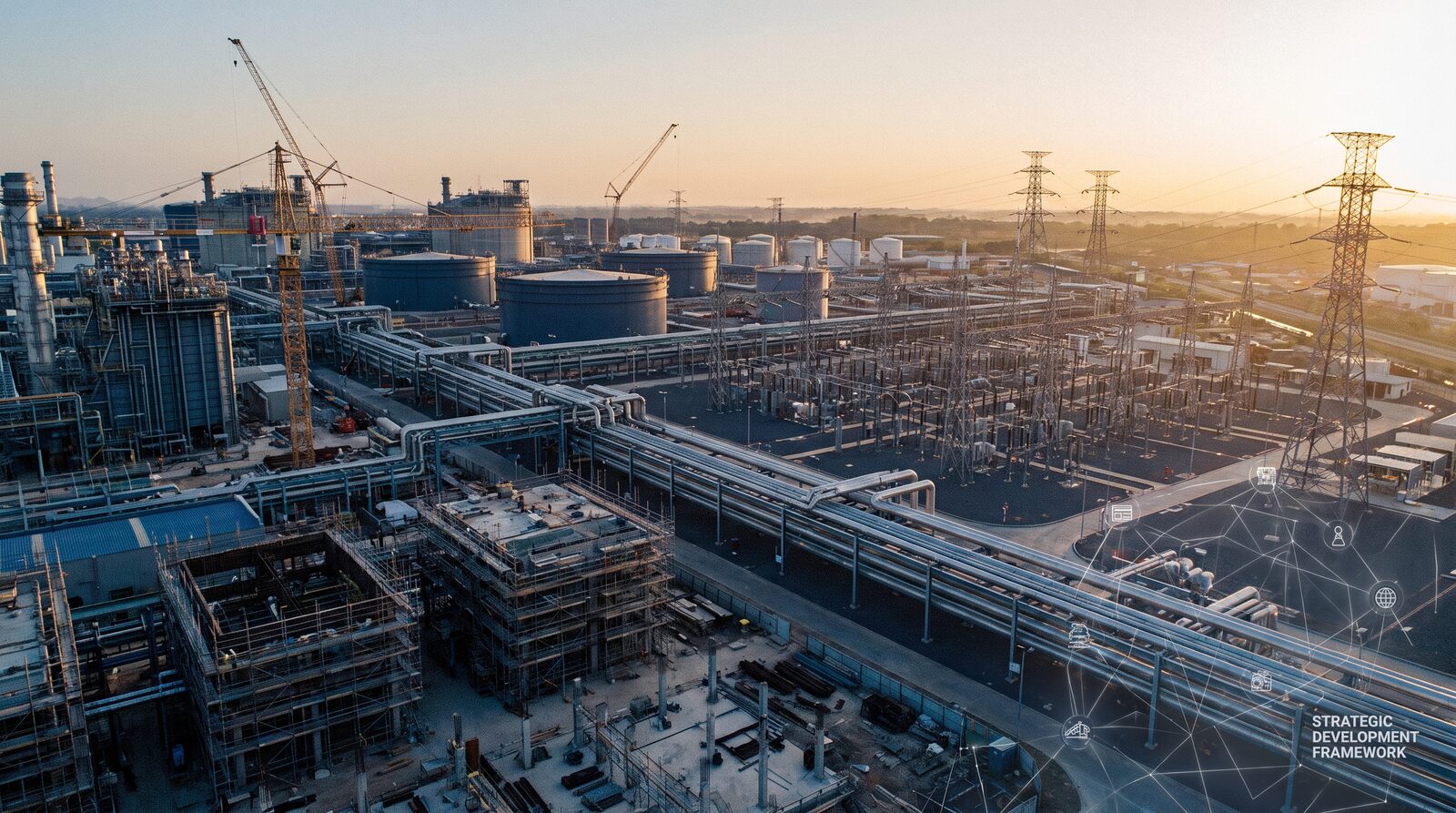 Infraestructura energética e industrial vista desde el aire